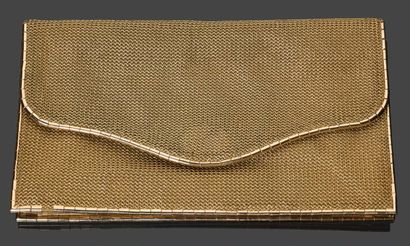 BOUCHERON 18K (750) yellow gold rectangular evening clutch bag in gold mesh fabric,...