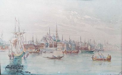 FELIX ZIEM (1821 - 1911) View of Constantinople and St. Sophia's Cathedral
Ink and...