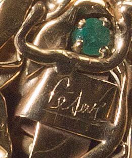 César Baldaccini dit CESAR (1921-1998) 18K (750) yellow gold pendant made of compressed...
