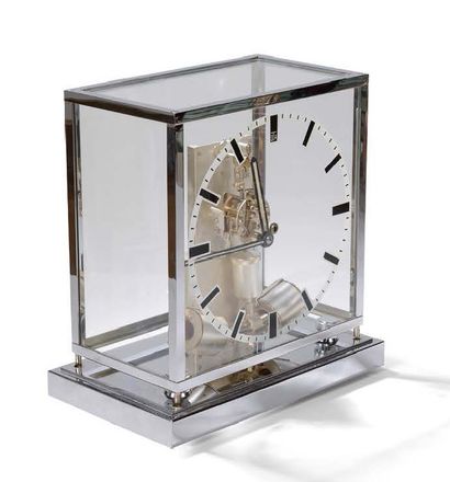 ATO Clock with electric movement. The skeleton cage in chromed brass.
H. 22 cm, W....