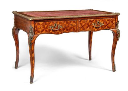 Veneer and marquetry table with crosses decoration,...