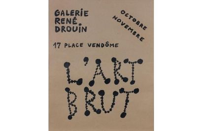 null L'Art Brut Rare affiche de l'exposition à la Galerie Drouin en 1949. 53 x 42...