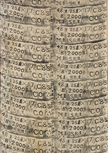 Ben NICHOLSON (1894-1982) Numbers and letters, circa 1933 Linogravure et gouache...