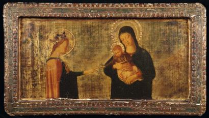 ÉCOLE ITALIENNE XIXÈME SIÈCLE, D'APRÈS LA RENAISSANCE Vierge à l'enfant. Huile sur...