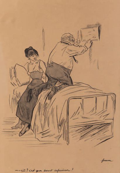 Jean-Louis FORAIN (1852-1931) Dessin humoristique
Encre sur papier, signée.
34 x...