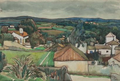 Edmond BILLE (1878-1959) Paysage Suisse
Encre et aquarelle Signé en bas à droite...
