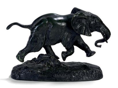 Louis-Antoine BARYE (1796-1875) Eléphant du Sénégal
Sculpture en bronze ciselé à...