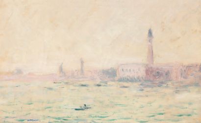 André BARBIER (1883-1970) Venise
Huile sur toile, cachet de l'atelier en bas à gauche.
35,5...