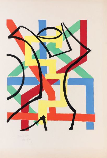 MAN RAY (1890-1976) Pour Éluard, [Composition abstraite], 1971 Aquatinte en couleurs...
