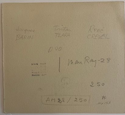 MAN RAY (1890-1976) René Crevel, Tristan Tzara, Jacques Baron, 1922 Épreuve gélatino-argentique...