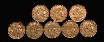 null 
[VENDU SUR PHOTO ET DESIGNATION] Huit pièces de 20 Francs or :



- Six Napoleons...