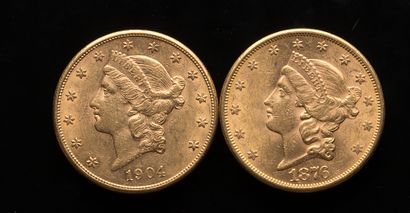 null 
[SOLD ON PHOTO AND DESIGNATION] Two coins of 20 US Dollars 1876 and 1904



weight...