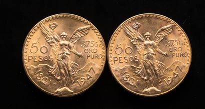 null 
[VENDU SUR PHOTO ET DESIGNATION] Deux pièces de 50 Pesos mexicains 1821 et...