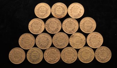 null 
[SOLD ON PHOTO AND DESIGNATION] Eighteen coins of 10 Francs gold Napoleon



weight...