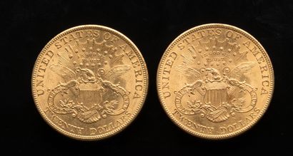 Deux pièces de 20 Dollars US 1904 et 1904...