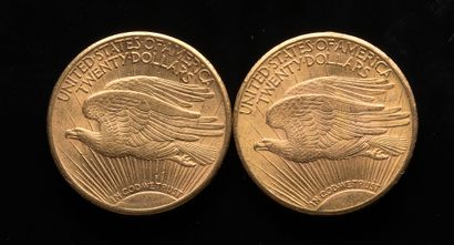 Deux pièces de 20 Dollars US 1914 et 1924...