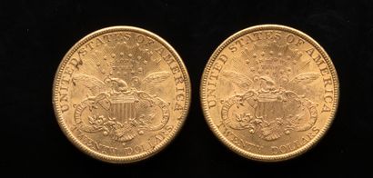 null 
[SOLD ON PHOTO AND DESIGNATION] Two coins of 20 US Dollars 1896 and 1899



weight...