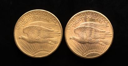 Deux pièces de 20 Dollars US 1924 et 1927...