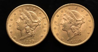 null 
[SOLD ON PHOTO AND DESIGNATION] Two coins of 20 US Dollars 1896 and 1899



weight...