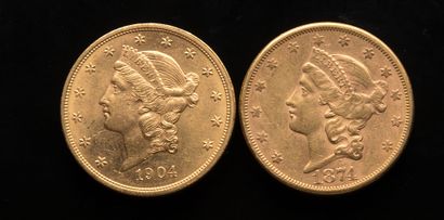 null 
[VENDU SUR PHOTO ET DESIGNATION] Deux pièces de 20 Dollars US 1874 et 1904



Poids...