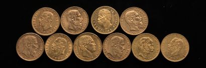 null 
[SOLD ON PHOTO AND DESIGNATION] Ten coins of 20 Francs gold:



- Five pieces...