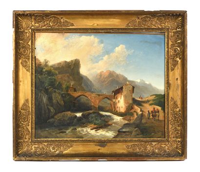 null Jules COGNIET (1798 - 1860)

Moulin près du pont

Huile sur toile

Signé en...