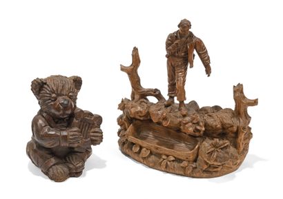 null Set including a pair of wall sconces, a writing case with a man, a bear with...