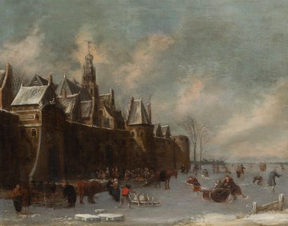 null Attribué à Thomas HEEREMANS (1641-1694)

Scène d’hiver

Toile

46 x 58 cm

...