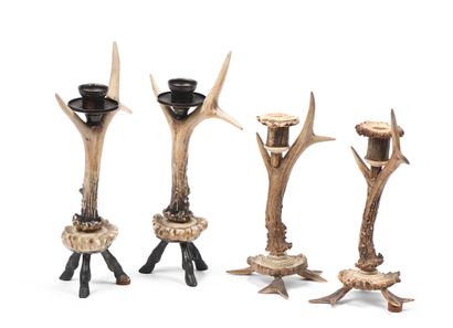 Two pairs of deer antler candle holders

H....