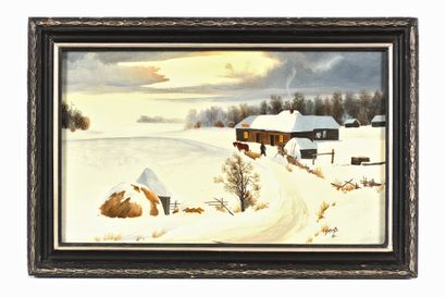 null RUSSIAN school of the XXth century

Hamlet under the snow

Oil on canvas

Signed...