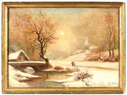null Benjamin VIARD, 20th century

Snowy landscape

Oil on canvas 

Signed lower...