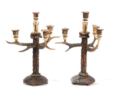 Pair of candelabras with four lights, in...