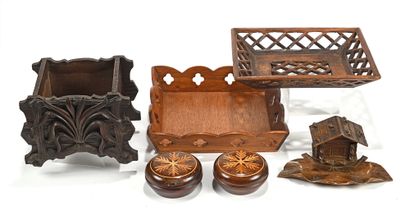 null Set including two trays, a cache-pot, two covered boxes, and an inkwell in the...