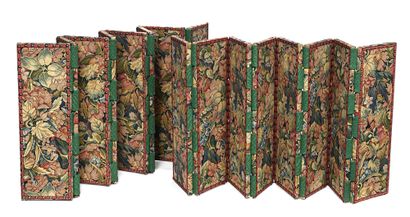 null Pair of small screens with eight panels in mechanical tapestry with floral and...