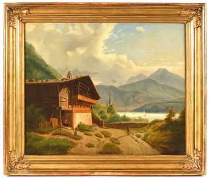 null Swiss school of the XIXth century

Cottage by the lake

Oil on canvas

Signed...