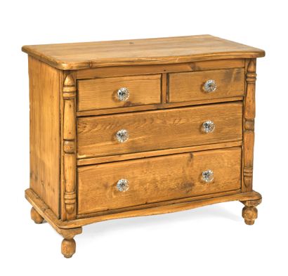 null Pine chest of drawers opening with four drawers on three rows, uprights with...