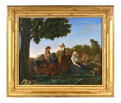 null French school of the 19th century

Meeting under the tree

Oil on canvas Signed...