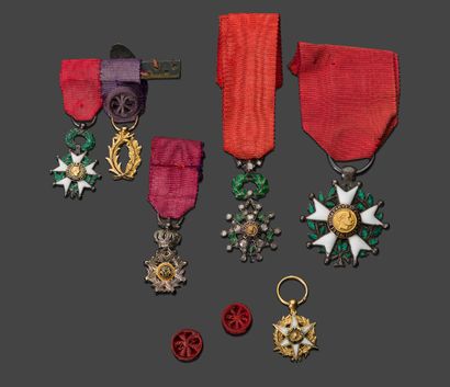 null Six miniature decorations, some enameled, Legions of Honor, Order of Leopold....