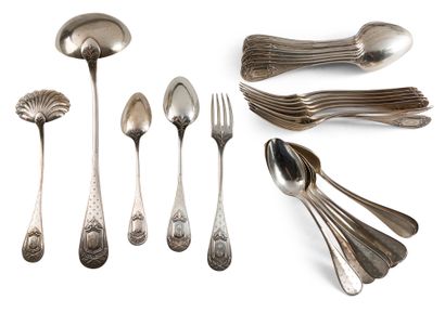 Eight large spoons and seven forks, nine...