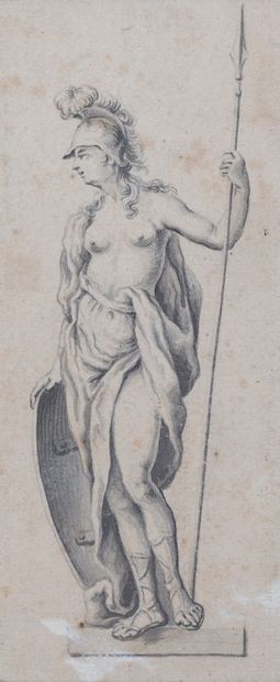 Ecole FRANCAISE du XVIIIe siècle Cinq dessins : lutteur, gentilhomme à la sanguine,...