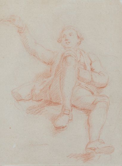 Ecole FRANCAISE du XVIIIe siècle Cinq dessins : lutteur, gentilhomme à la sanguine,...