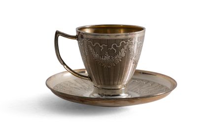 Coffee cup in silver and silver gilt (Minerve...