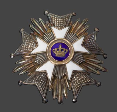 null BELGIQUE - Ordre de la Couronne, créé en 1897

Plaque de grand croix en argent,...