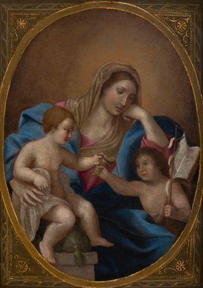 École espagnole du XVIIIe siècle Vierge à l’Enfant avec Saint Jean Baptiste

Huile...