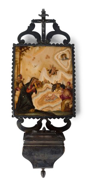 Ecole FRANCAISE vers 1640 La Nativité

Marbre 

12 x 9,5 cm

Monture en argent formant...