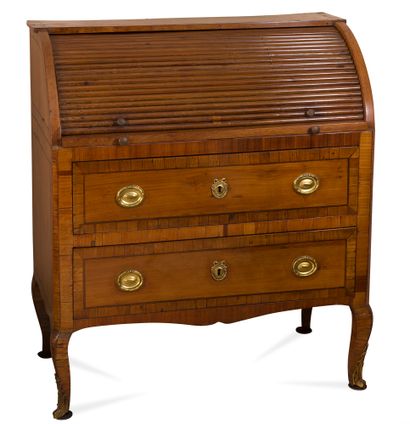 Secretary with cylinder out of wooden veneer...