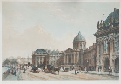 null French school of the 19th century

Two engravings in color representing : Palais...