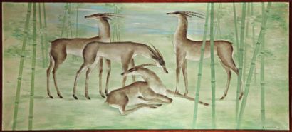 Eugène BABOULÈNE (1905-1994) Les gazelles de Baboulène Huile sur toile. Signée en...