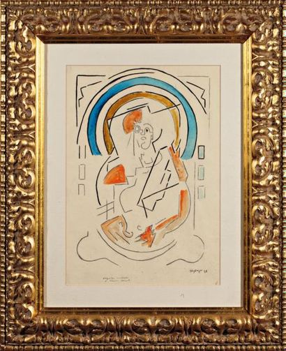 Albert GLEIZES (1881-1953) Compositions Crayon encre et aquarelle sur carton. Signé...
