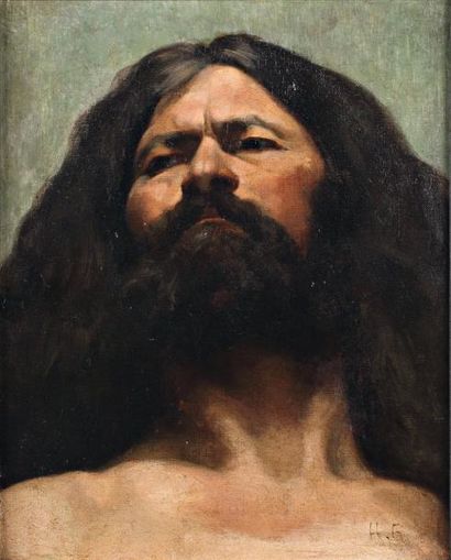 Attribué à Henri REGNAULT (1843-1871) Portrait de Samson Huile sur toile Signé du...